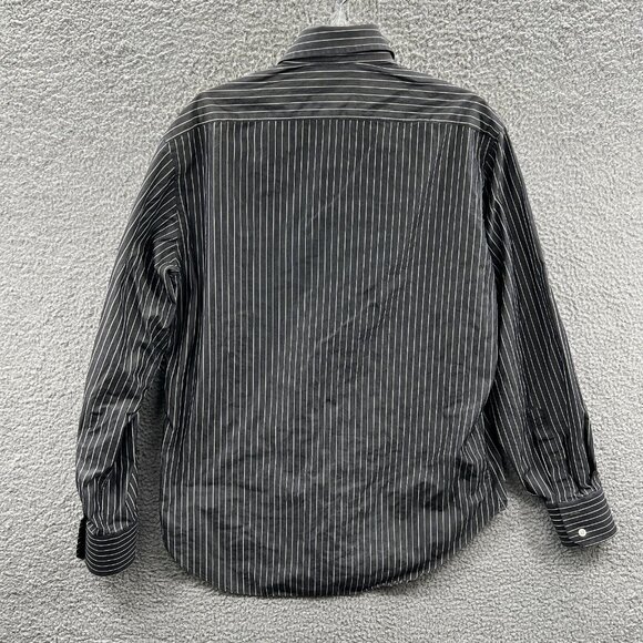 Zara‎ Man Mens Shirt 17 Black Stripe 100% Cotton Button Front Long Sleeve - Picture 2 of 9